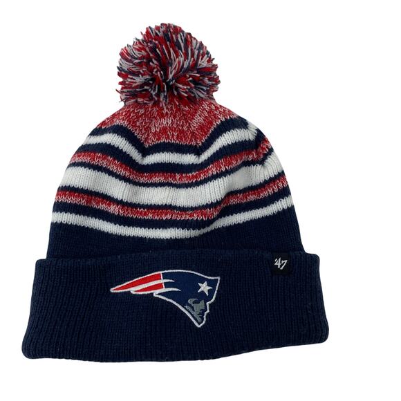 NFL New England Patriots 47' Knit Pom-Pom Beanie Hat Youth - Picture 1 of 6